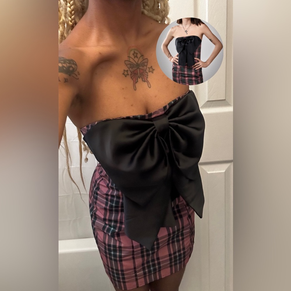 kimchi blue pink plaid mega bow dress